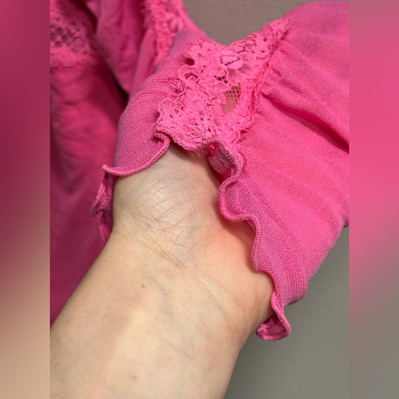 NEW Free People Intimately Forever Young Lace & Mesh Hot Pink Bodysuit Women’s M - Picture 8 of 12